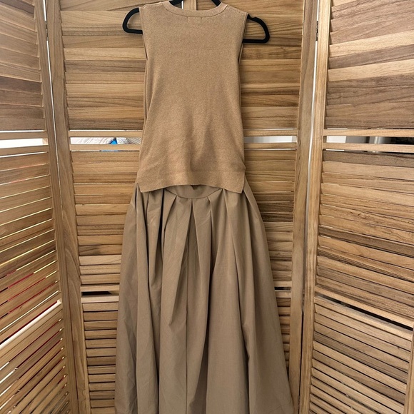 STAUD Madeline layered cotton and cashmere-blend pleated crepe midi dress size S - Picture 5 of 11